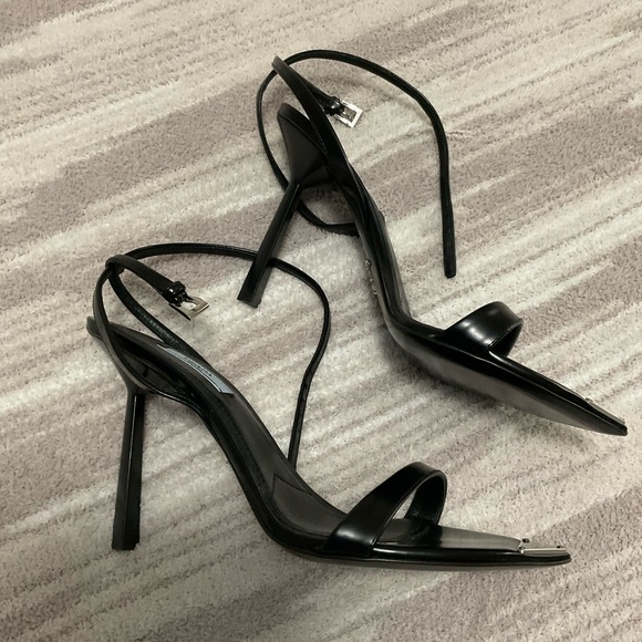 Prada Brushed leather sandals black heels size 38 - Picture 2 of 9